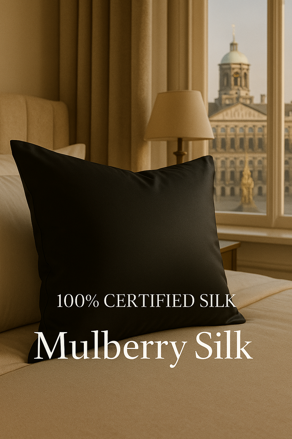 Black 100% Mulberry Silk Pillow Cover – 60x70 cm | Hypoallergenic & OEKO-TEX® Certified Luxury