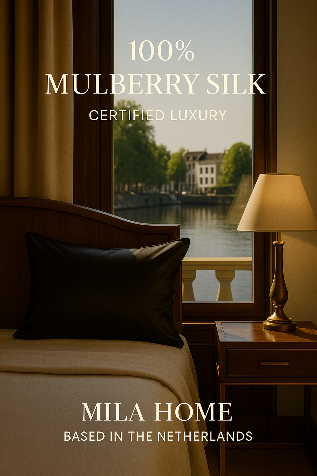 Black 100% Mulberry Silk Pillow Cover – 60x70 cm | Hypoallergenic & OEKO-TEX® Certified Luxury