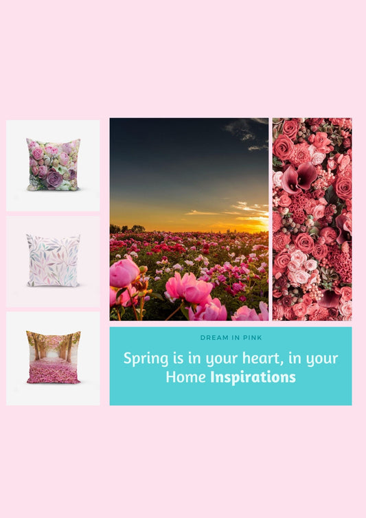 Pink Flowers Set of 3 Pillow Cases, First Quality Fabric Throw Pillow Covers Indoor, Outdoor, Sofa, Living Room, Bedroom,nGarden 45x45cm
