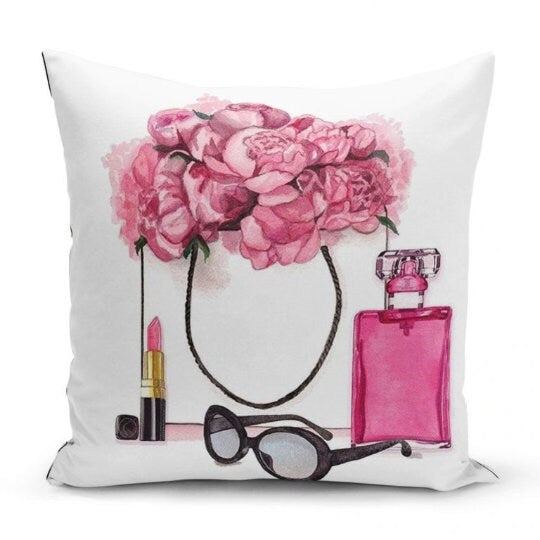 Fashion Glamour Lady Set of 4 Pillow Cases, First Quality Fabric Throw Pillow Covers Indoor, Outdoor, Sofa, Living Room 45x45 cm 18x18 inch