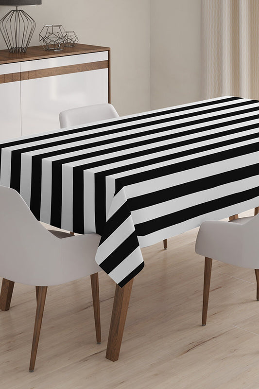 Black White Tablecloth Striped Design Rectangle Table Cover 55x70 in (140x180 cm) Decorative Table Cloth Indoor/Outdoor Kitchen Livingroom