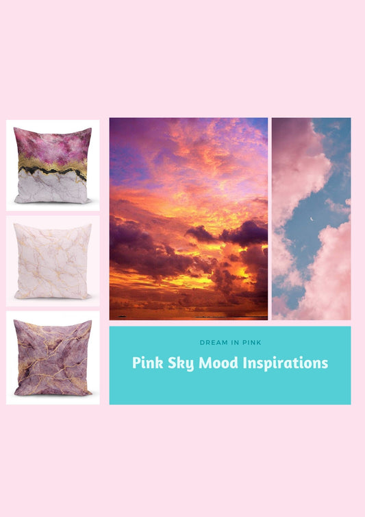Pink Sky Set of 3 Pillow Cases, First Quality Fabric Throw Pillow Covers Indoor, Outdoor, Sofa, Living Room, Bedroom, Chair, Garden 45x45cm
