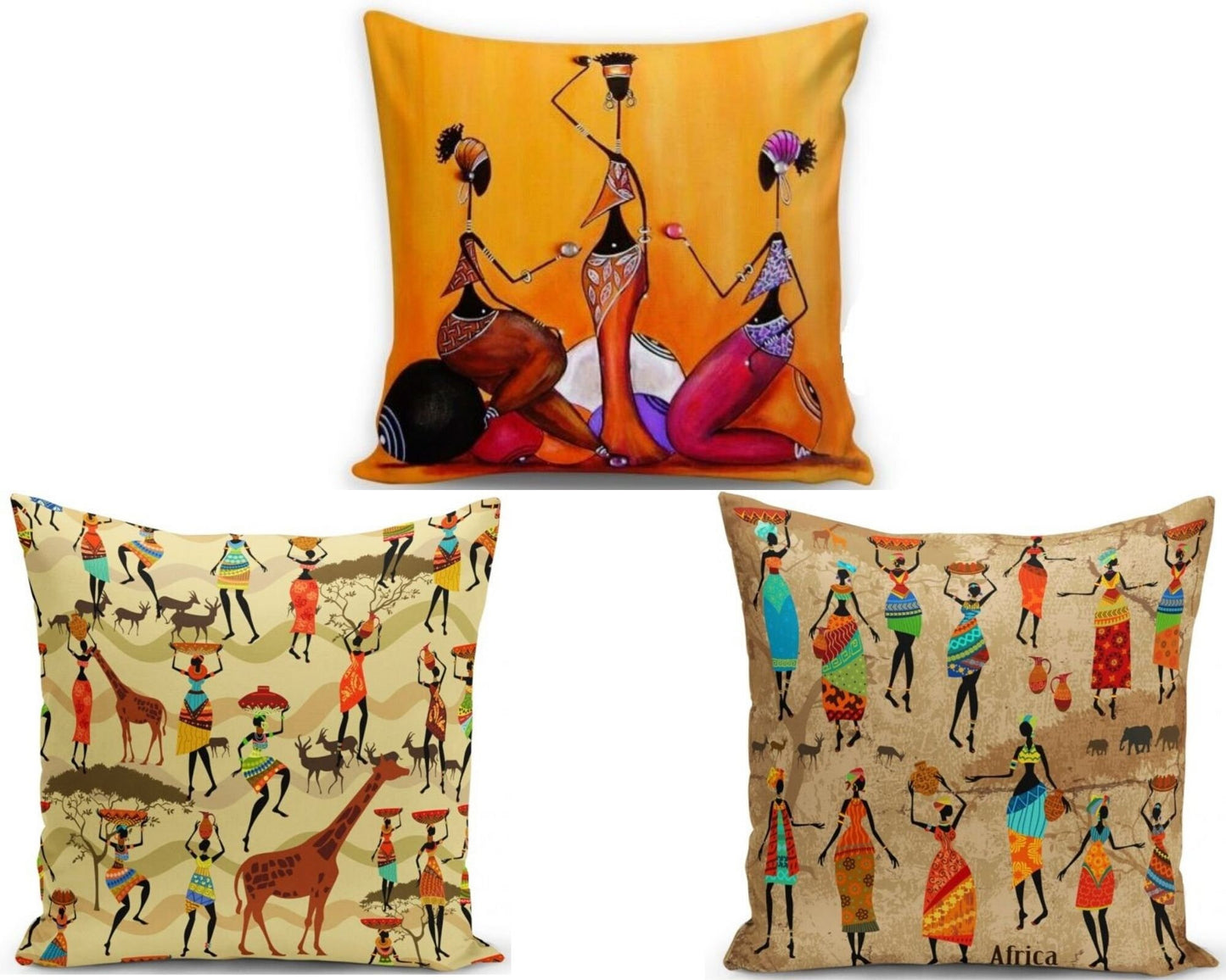Afro Woman SVG Decorative Pillow Set of 3, Black Woman SVG Pillow Cover, Sorority Svg, Black and Educated Svg, Fashion Svg, Black Girl Svg