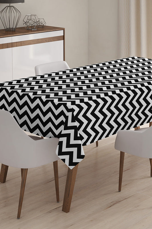 Black and White Tablecloth Zig Zag Rectangle Table Cover 55x70 in (140x180 cm) Decorative Table Cloth Indoor/Outdoor Kitchen Livingroom