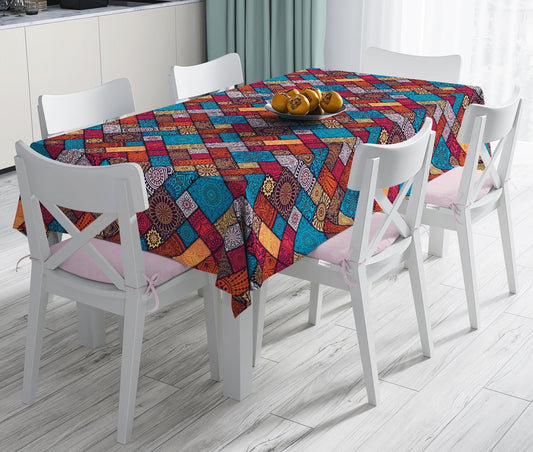 Mandala Tablecloth Bohemian Boho Retro Rectangle Table Cover 55x70 in (140x180 cm) Decorative Table Cloth Indoor/Outdoor Kitchen Livingroom