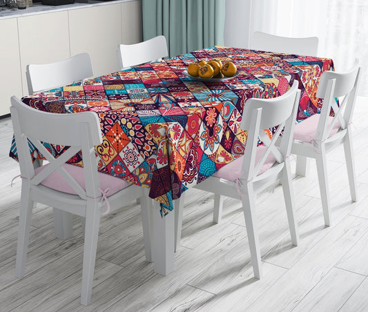 Bohemian Mandala Tablecloth Boho Retro Rectangle Table Cover 55x70 in (140x180 cm) Decorative Table Cloth Indoor/Outdoor Kitchen Livingroom