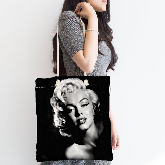 Tote Bag Marilyn Monroe, Fashion Bag High Quality with Zipper, Reusable, Grocery Bag, Shopping Bag, Beach Bag,Eco OEKO-TEX Certified