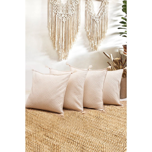 Premium Set of 4 Organic Cotton Pillow Covers | Soft, Modern, Sustainable, Stylish | 45x45 cm | Luxurious Home Decor for a Cozy Ambiance
