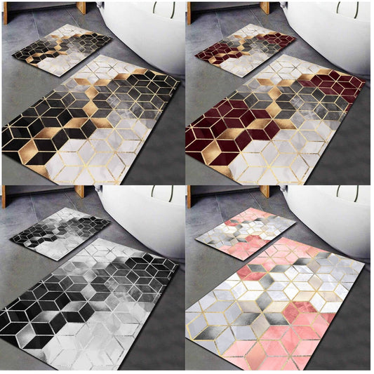 Luxury Set of 2 Modern Optic Bath Mat|Anti-Slip Bathmat| Stylish Non Slip Shower Mat| Non Slip Bathroom Rugs|Decorative Bath Rug|Floor Mat