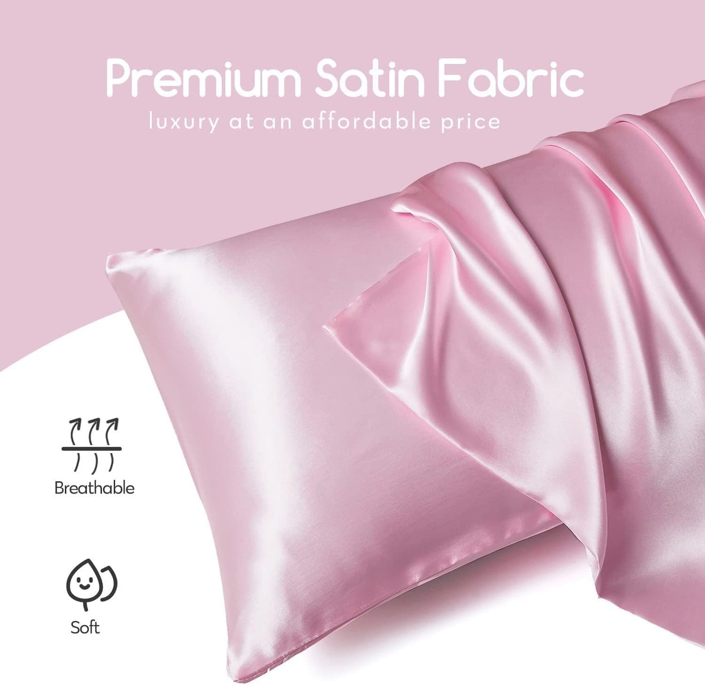 Luxury Satin Silky Soft Pillowcase No Bed Hair Face Wrinkles Anti Ageing No Fuzz Conserves Night Products Eye Mask 2 x eye masks&hairbands
