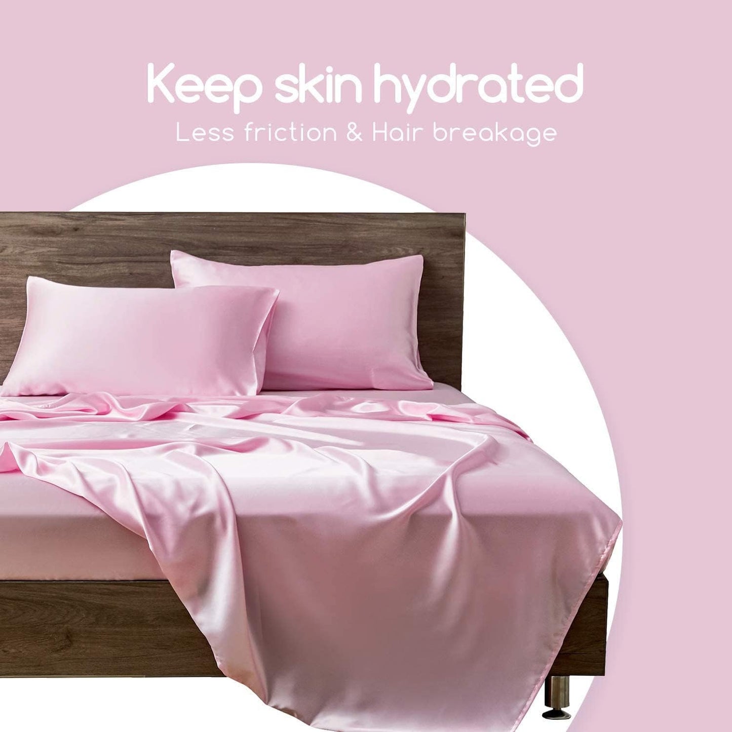 Luxury Satin Silky Soft Pillowcase No Bed Hair Face Wrinkles Anti Ageing No Fuzz Conserves Night Products Eye Mask 2 x eye masks&hairbands