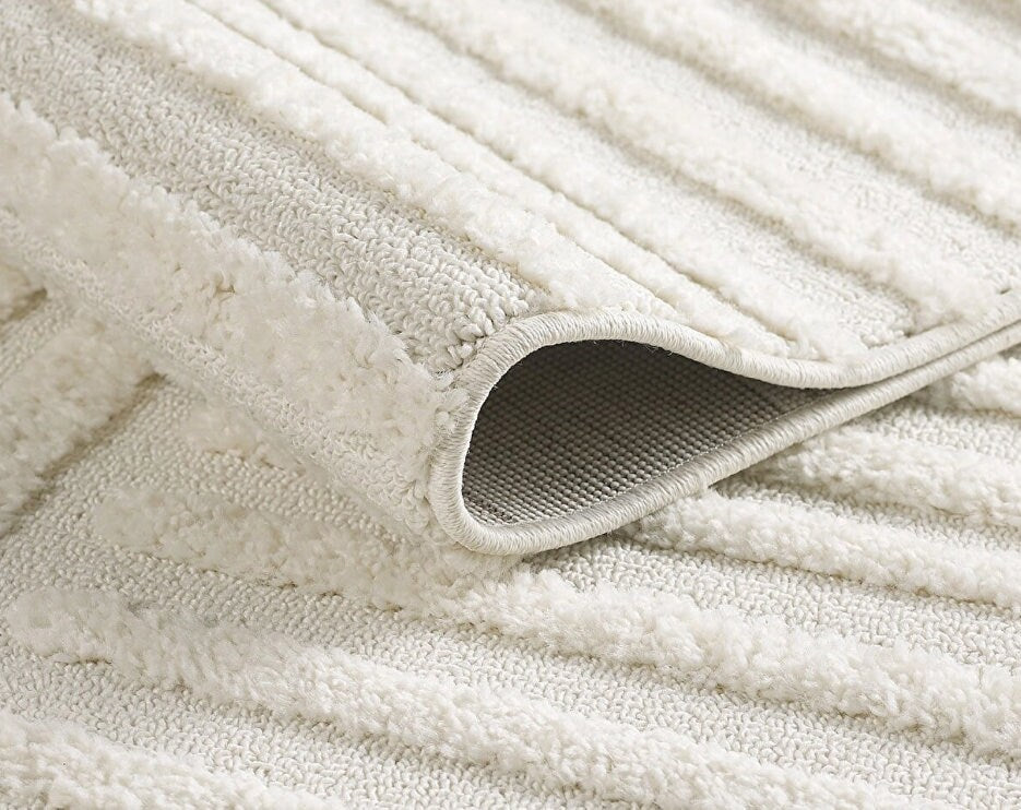 Luxury Scandi Style Modern Area Rug: Square Design with Jute Backing - Elegant Beige Color, Minimal Abstract Style, Minimal Designs