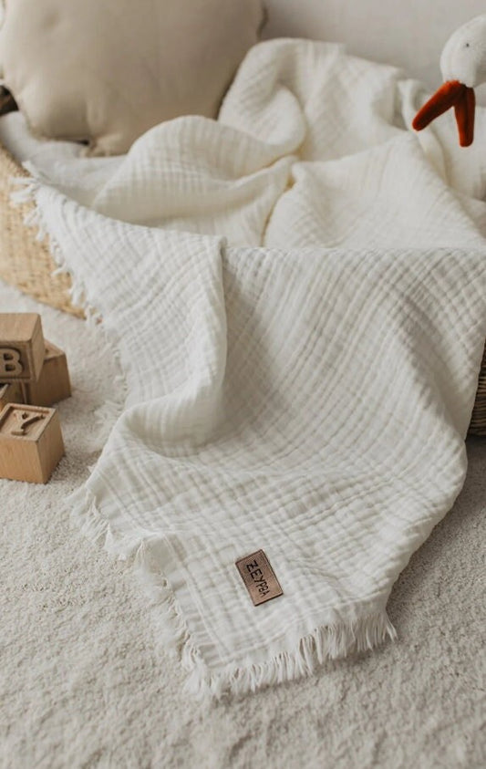 Muslin Blanket for Babies Soft & Breathable 4-Layer Swaddle | Organic Cotton | Perfect for Baby Shower Gift| Handmade with Love|Eco-Friendly