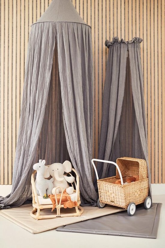 Gray Canopy,Bed Canopy,Bed Baldachin,Montessori Bed, Canopy Bed Curtains,Children's Mosquito Net,indigo Mosquito Net,French Quality Linen