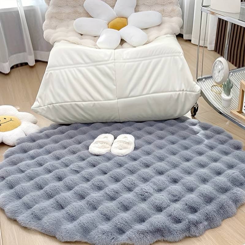 Modern Round Luxury Plush Soft Area Rug - Bubble Rug Fleece - Elegant Faux Rabbit Fur Softest Carpet for All Rooms | Best Seller | Washable