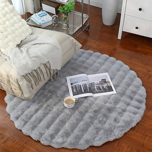 Modern Round Luxury Plush Soft Area Rug - Bubble Rug Fleece - Elegant Faux Rabbit Fur Softest Carpet for All Rooms | Best Seller | Washable