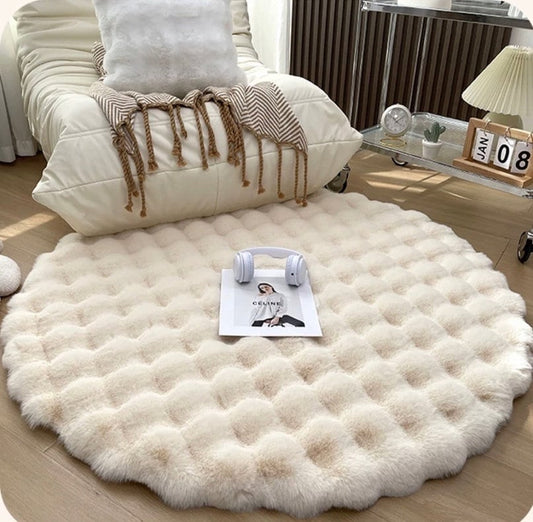 Cloud Round Luxury Plush Soft Area Rug - Bubble Rug Fleece - Elegant Faux Rabbit Fur Softest Carpet for All Rooms | Best Seller | Washable