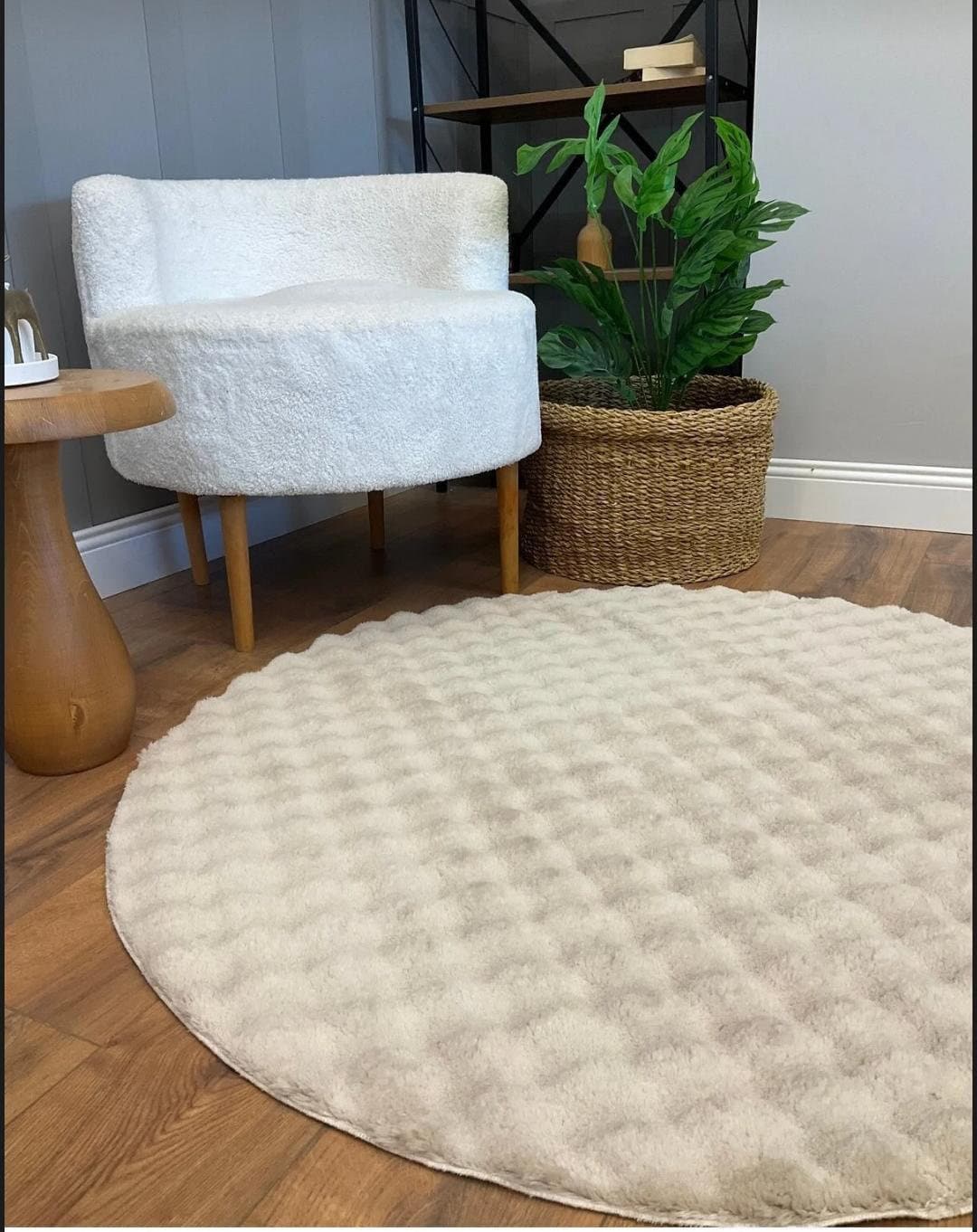 Cloud Round Luxury Plush Soft Area Rug - Bubble Rug Fleece - Elegant Faux Rabbit Fur Softest Carpet for All Rooms | Best Seller | Washable
