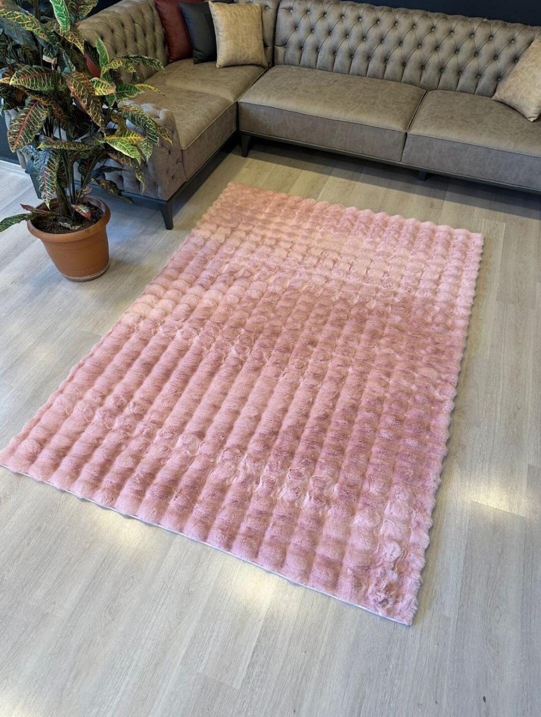 Sugar Pink Luxury Plush Soft Area Rug - Bubble Rug Fleece - Elegant Faux Rabbit Fur, Softest Carpet for All Rooms |  Washable Best Seller