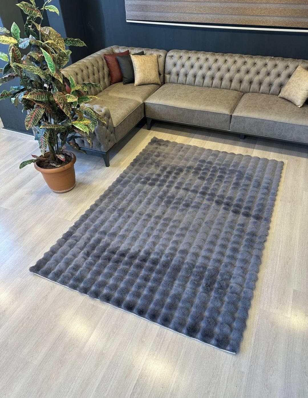 Gray Luxury Plush Soft Area Rug - Bubble Rug Fleece - Elegant Faux Rabbit Fur Design, Softest Carpet for All Rooms | Best Seller | Washable