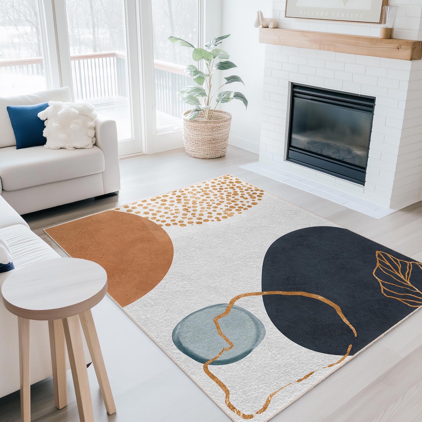 Abstract Geometric Rectangle Area Rug | Modern Living Room Carpet | Trendy Home Decor | Stylish Rectangular Mat