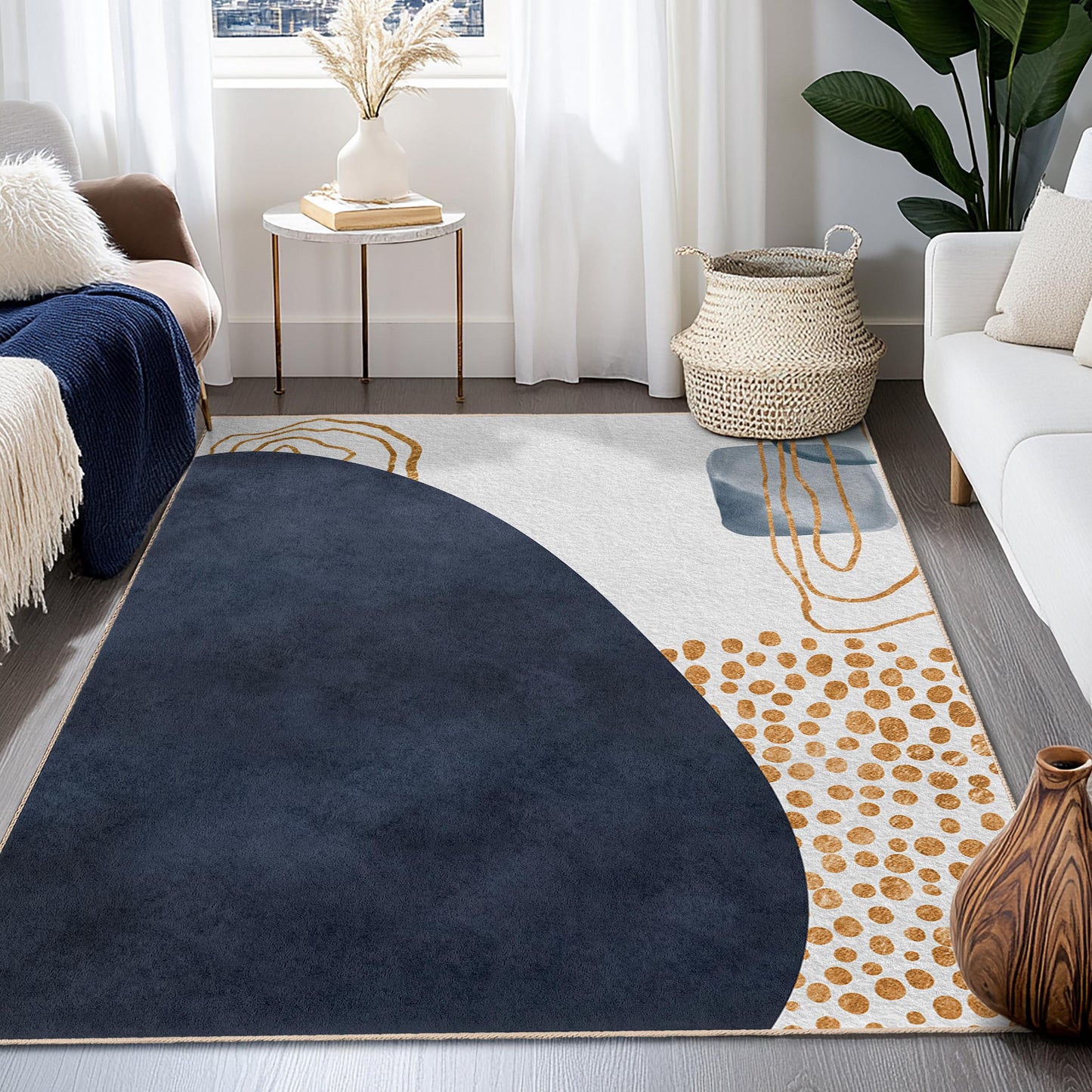 Chic Geometric Floor Mat | Abstract Geometric Design Rectangular Area Rug | Modern Living Room Carpet | Stylish Home Decor