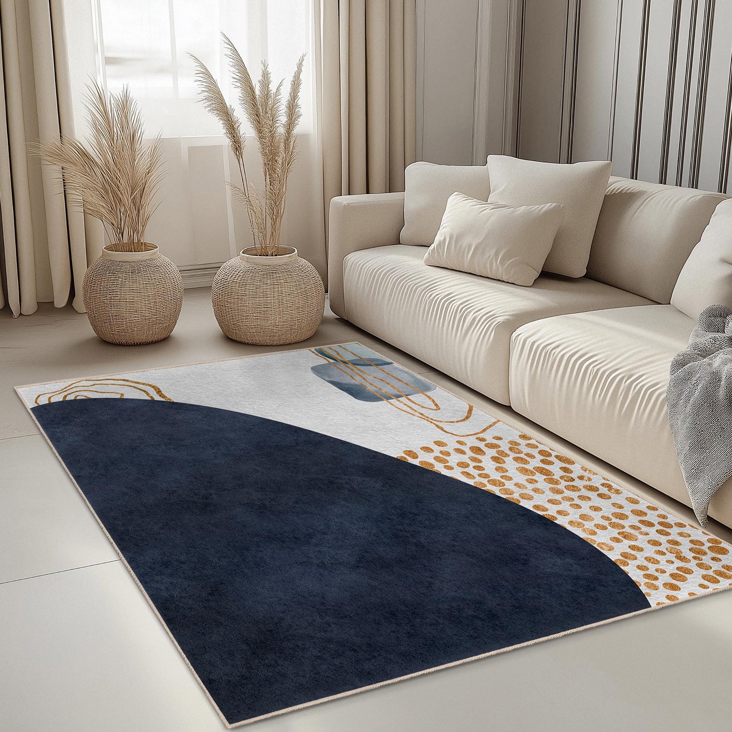 Chic Geometric Floor Mat | Abstract Geometric Design Rectangular Area Rug | Modern Living Room Carpet | Stylish Home Decor