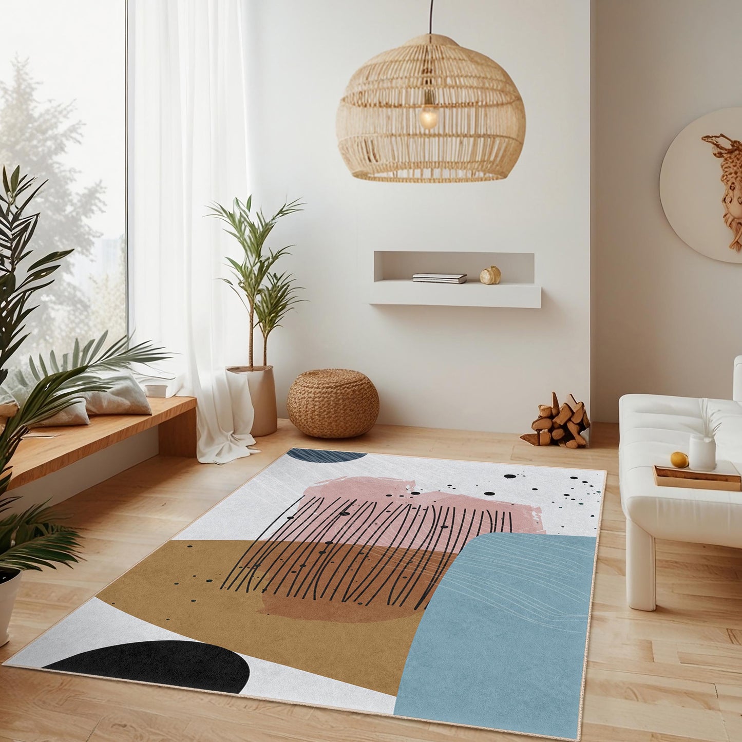 Trendy Design for Any Space | Abstract Geometric Pattern Rectangular Living Room Rug | Modern Soft Area Carpet | Stylish Home Decor