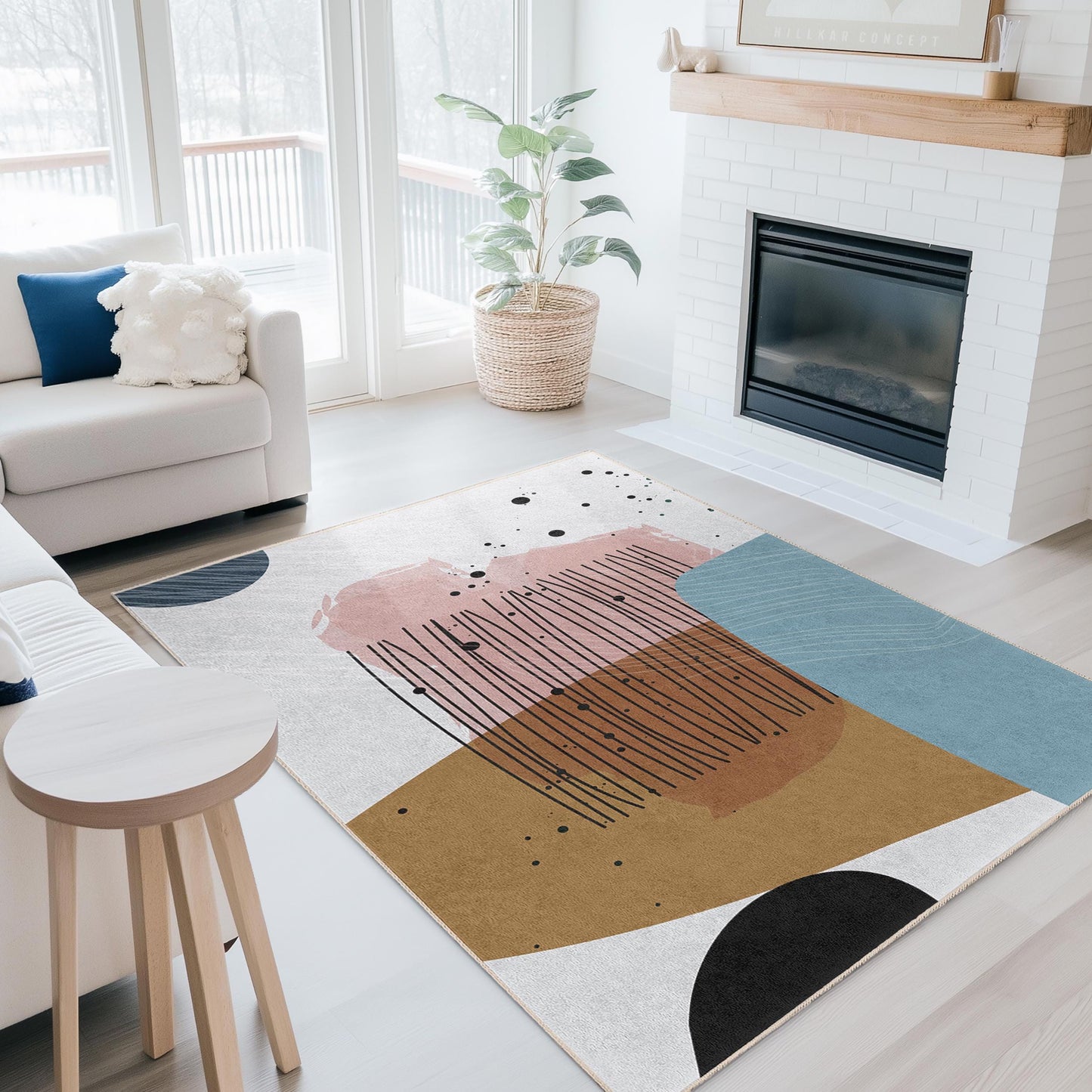 Trendy Design for Any Space | Abstract Geometric Pattern Rectangular Living Room Rug | Modern Soft Area Carpet | Stylish Home Decor