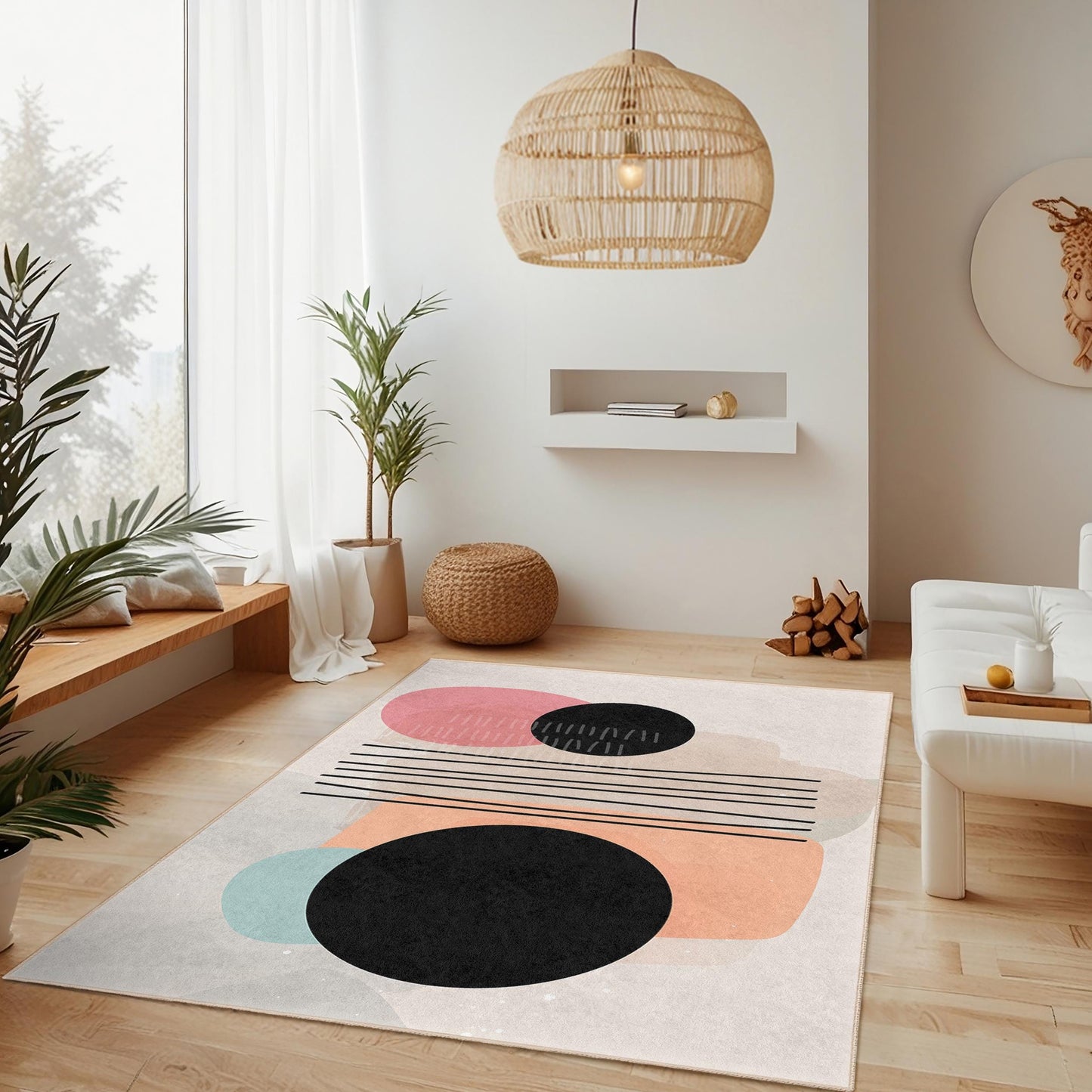 Stylish Home Decor | Abstract Geometric Pattern Rectangle Area Rug | Modern Living Room Carpet |  Trendy Floor Mat
