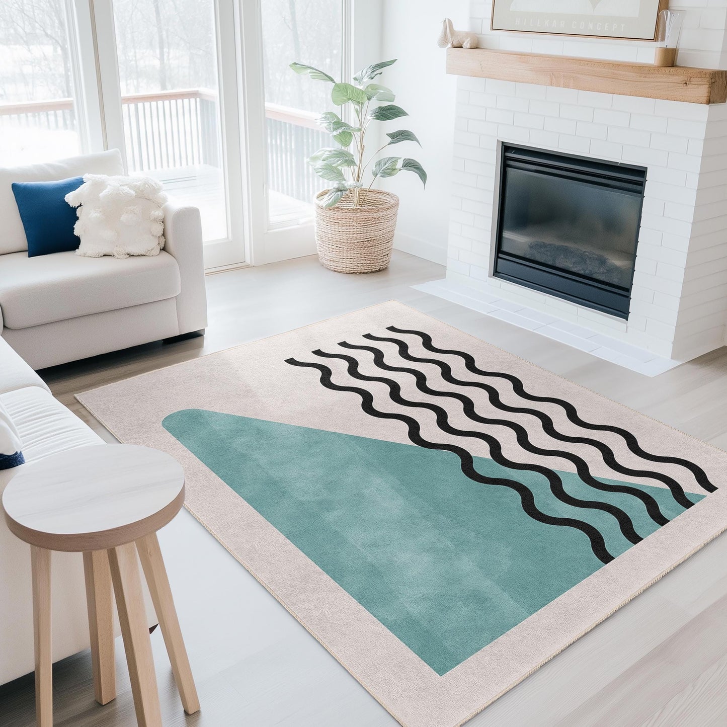 Striped Decorative Area Rug | Rectangular Living Room Carpet | Soft Cotton Floor Mat for Stylish Home Decor
