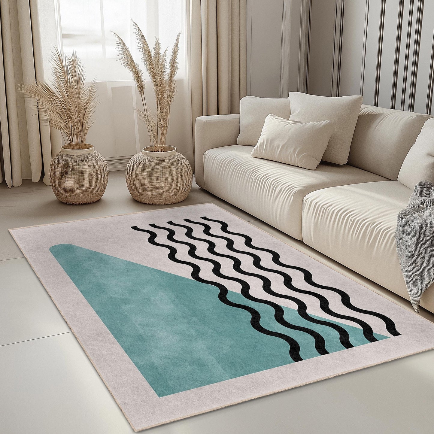 Striped Decorative Area Rug | Rectangular Living Room Carpet | Soft Cotton Floor Mat for Stylish Home Decor