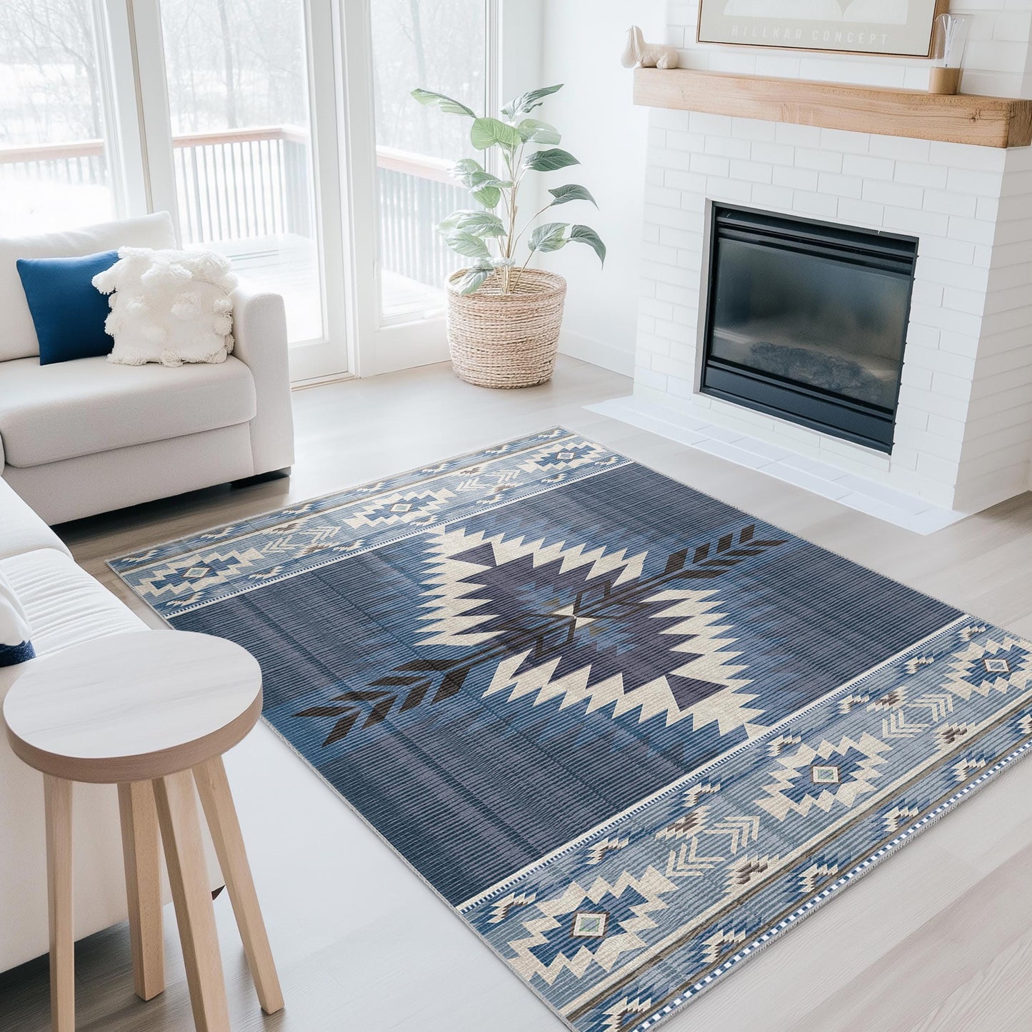 Geometric Patterns Rectangular Rug | Modern Boho Chic Carpet | Stylish Home Decor | Soft and Washable Area Rug