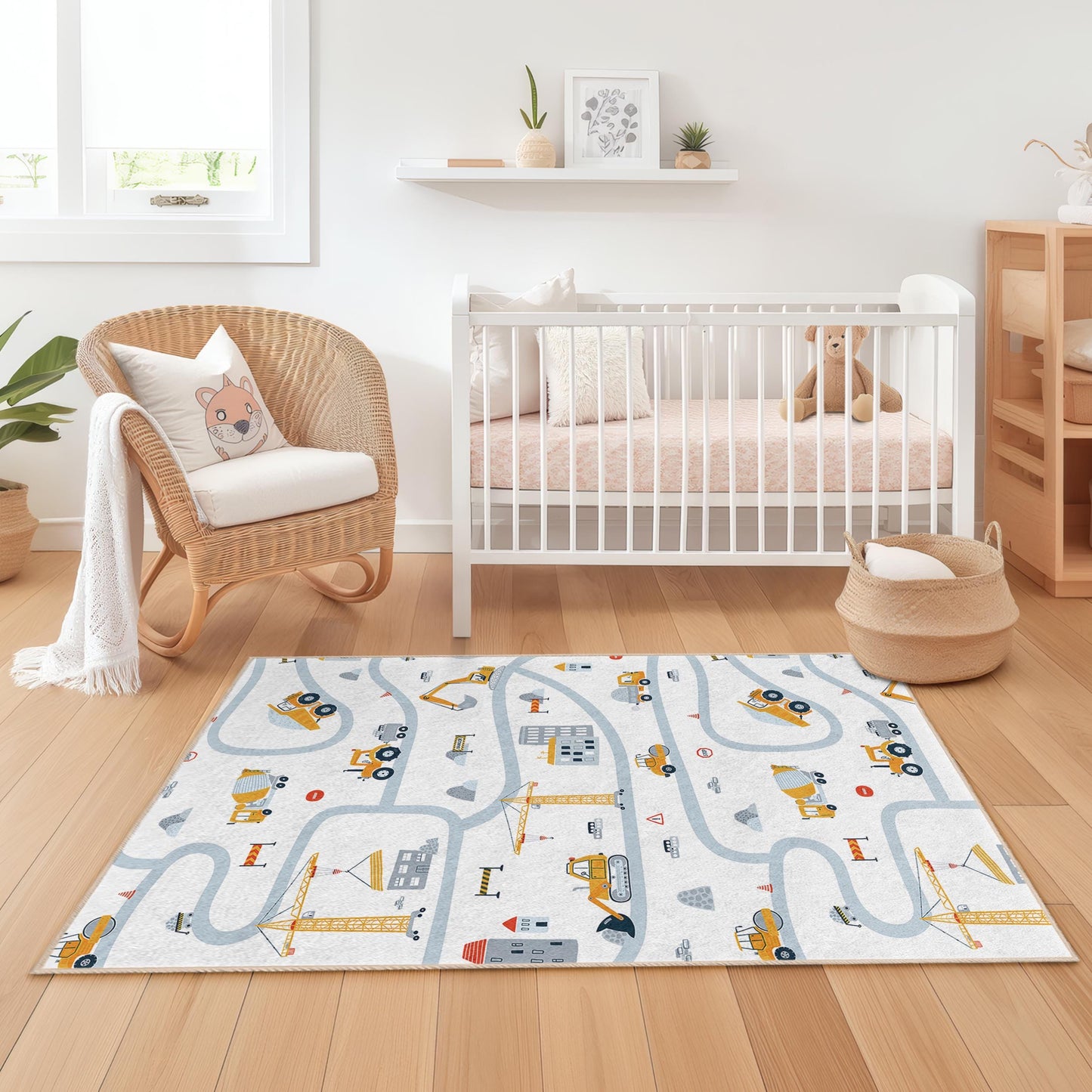 Construction Site Play Rug: Kids Room Road Map Carpet