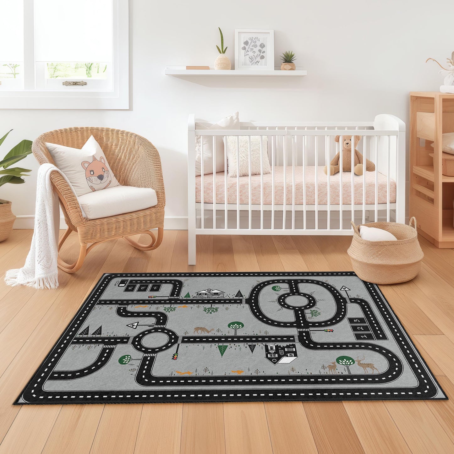Road Map Kids Rug: Interactive Play Mat, Nursery Decor