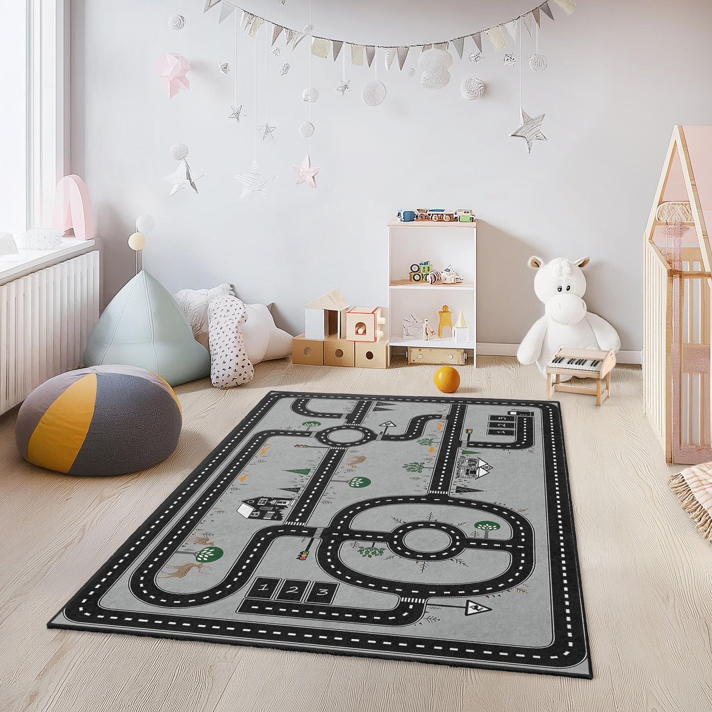 Road Map Kids Rug: Interactive Play Mat, Nursery Decor