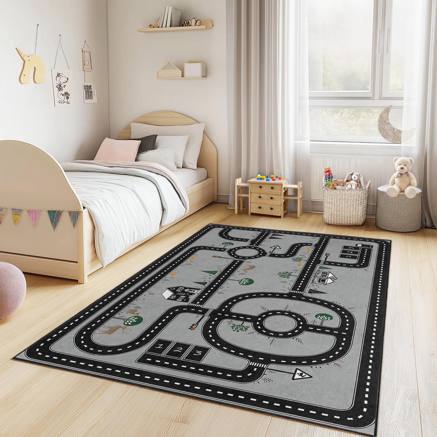 Road Map Kids Rug: Interactive Play Mat, Nursery Decor