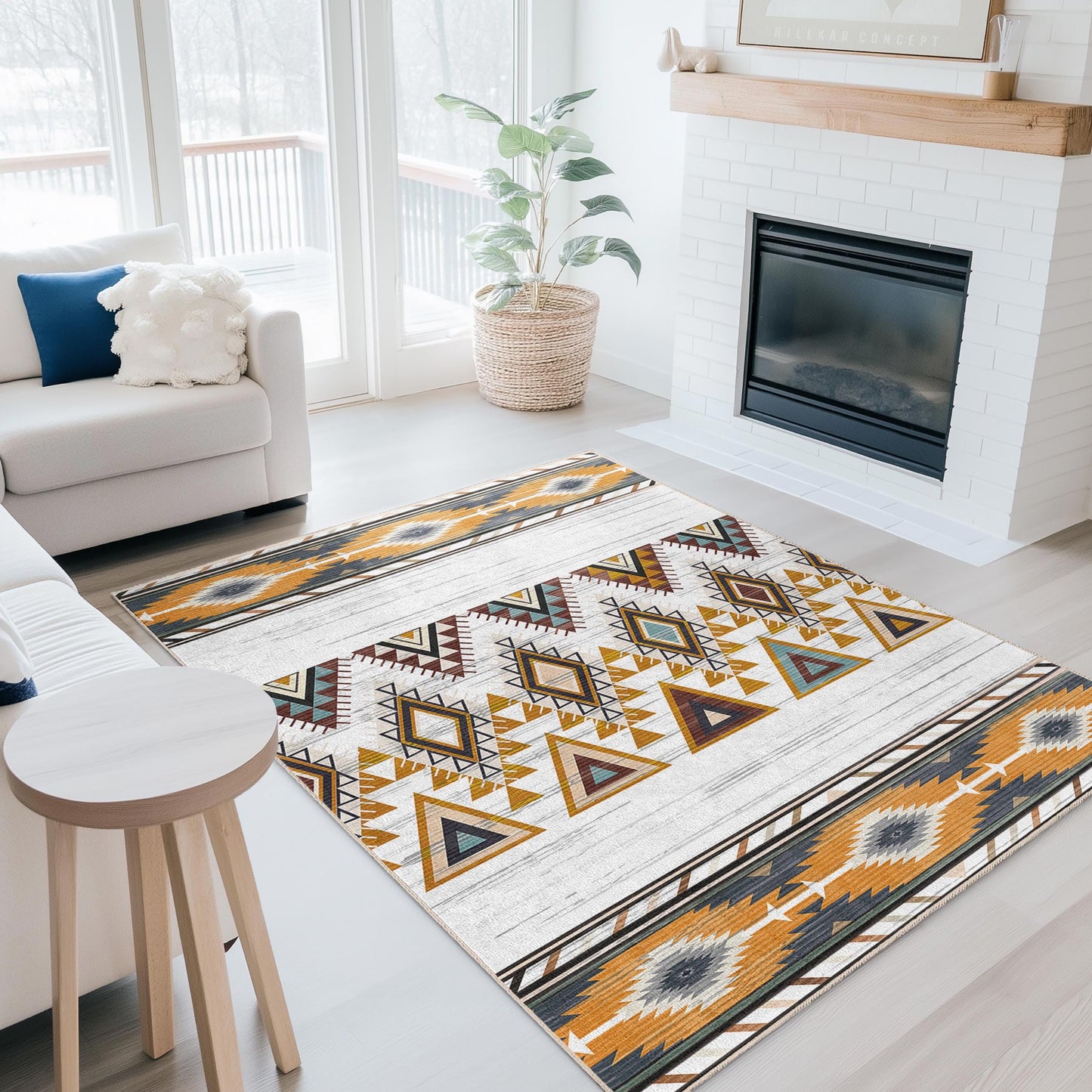 Modern Bohemian Area Carpet | Geometric Pattern Rectangle Rug | Stylish Living Room Decor | Unique Home Accent Rug