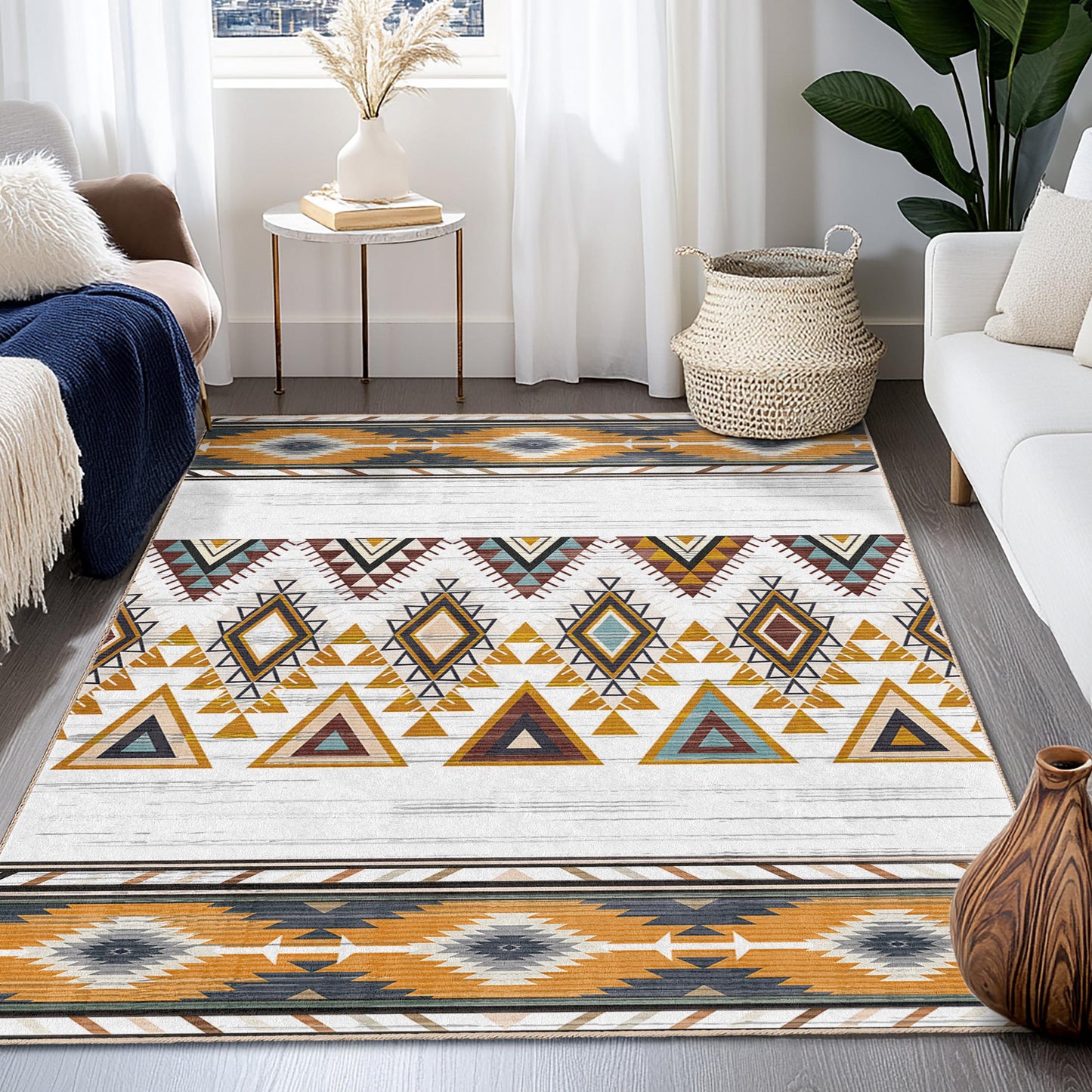 Modern Bohemian Area Carpet | Geometric Pattern Rectangle Rug | Stylish Living Room Decor | Unique Home Accent Rug
