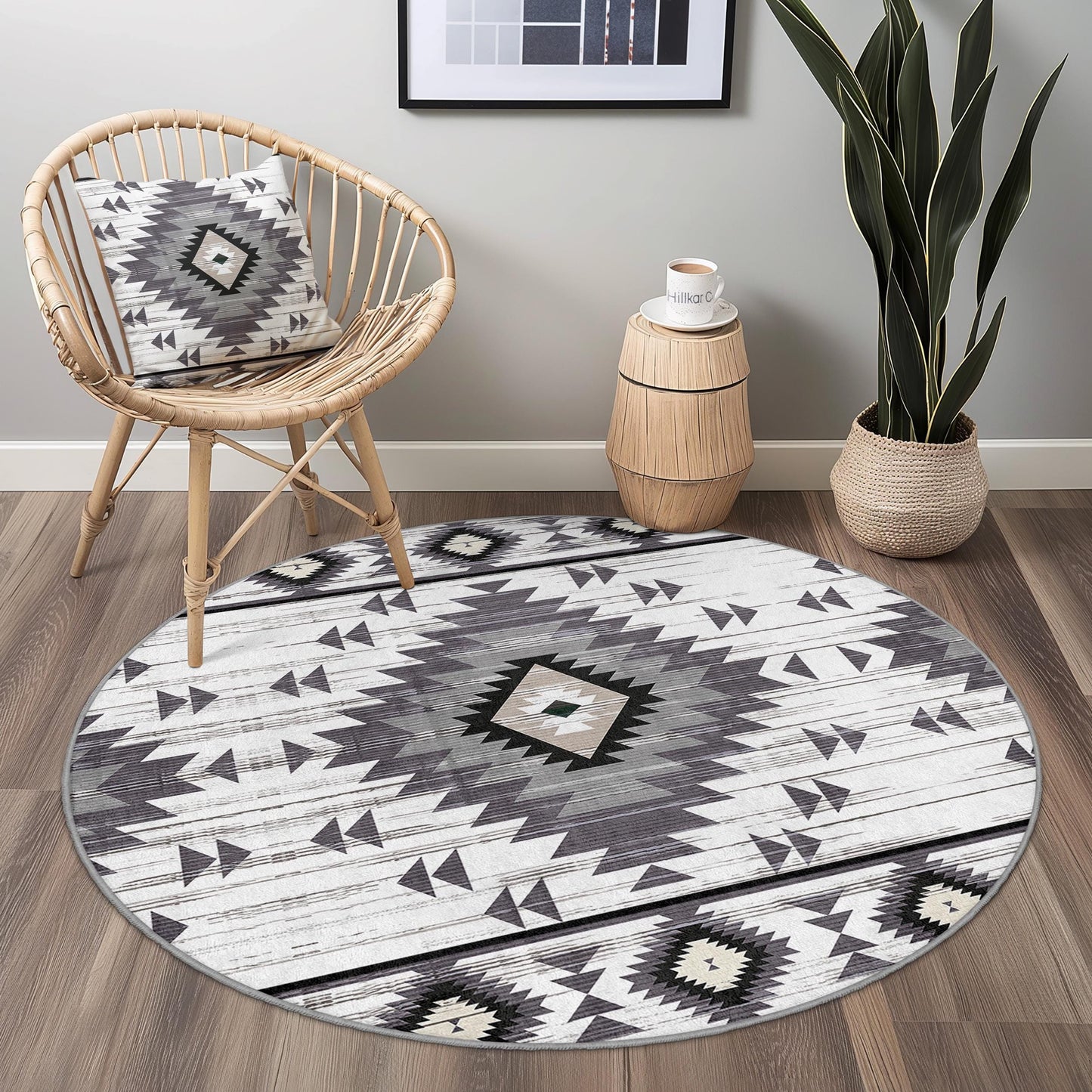 Geometric Boho Round Area Rug, Modern Round Carpet for Living Room, Stylish Round Rug, Soft Circle Carpet, Bohemian Home Decor
