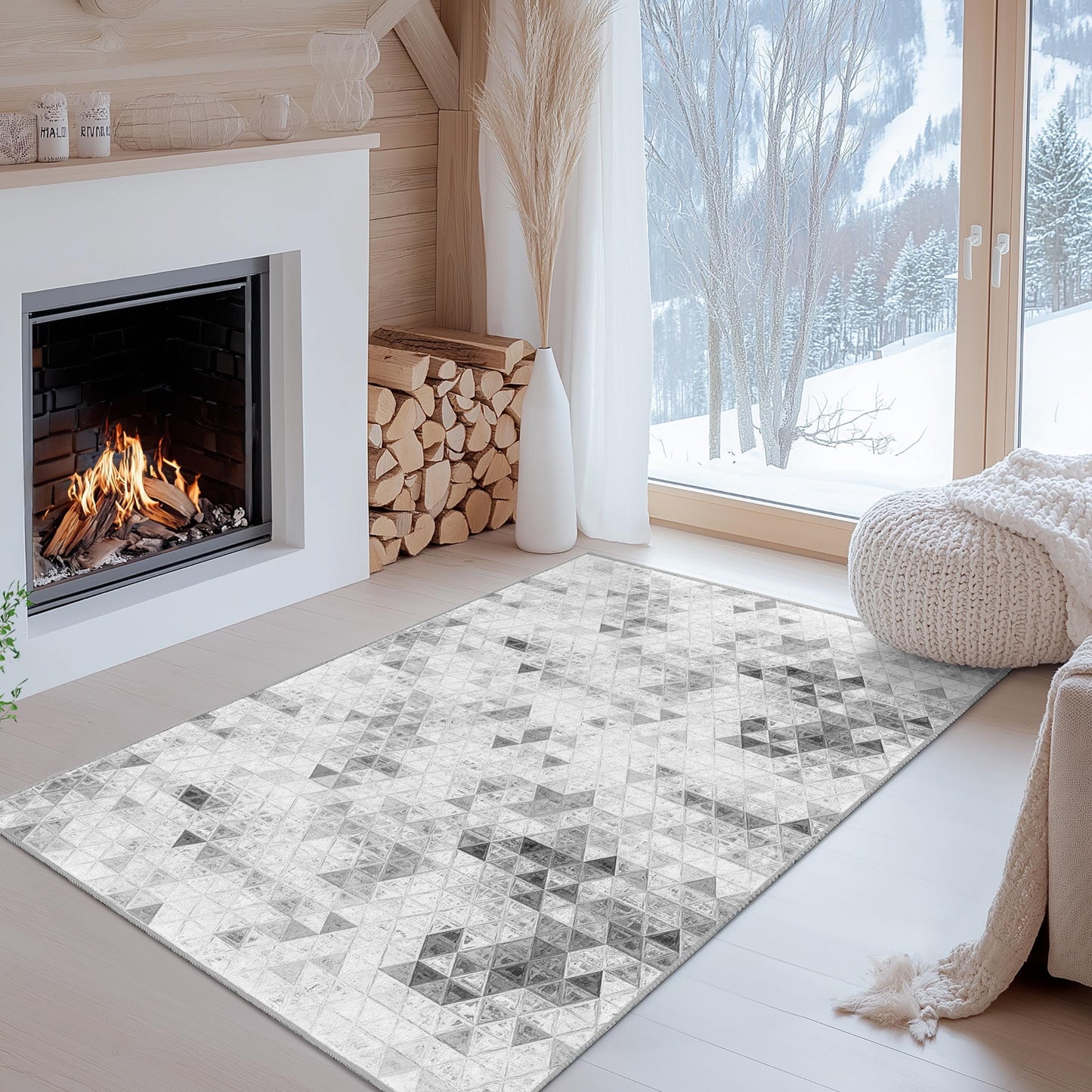 Elegant Geometric Rectangle Area Rug, Modern Triangle Design Carpet, Living Room Rug, Contemporary Home Decor, Soft Floor Mat