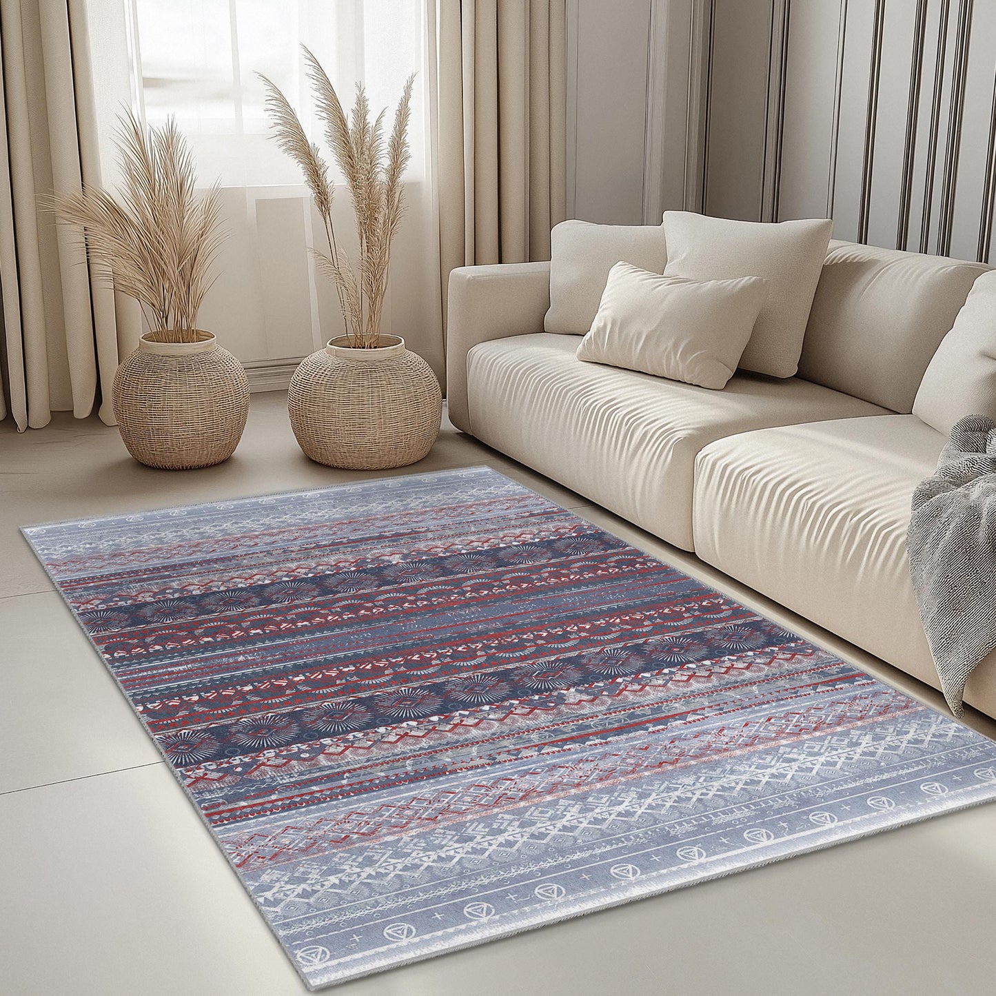 Geometric Pattern Stylish Rectangular Area Rug, Modern Indoor Carpet for Living Room, Soft Decorative Rug, Home Decor