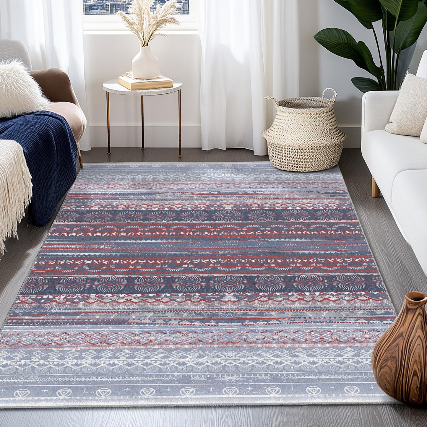 Geometric Pattern Stylish Rectangular Area Rug, Modern Indoor Carpet for Living Room, Soft Decorative Rug, Home Decor