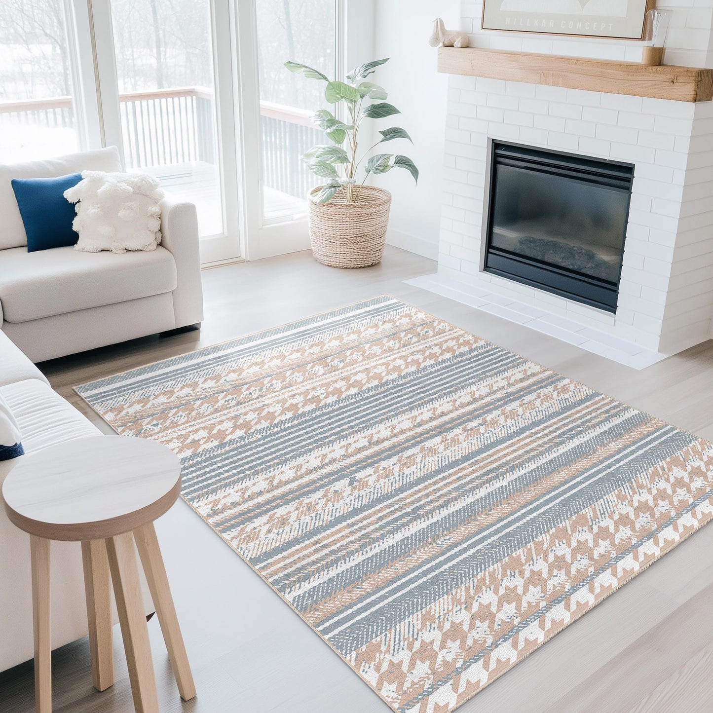 Chic Striped Rectangle Area Rug, Modern Living Room Carpet, Stylish Home Decor, Soft Touch Rectangle Rug, Contemporary Floor Mat