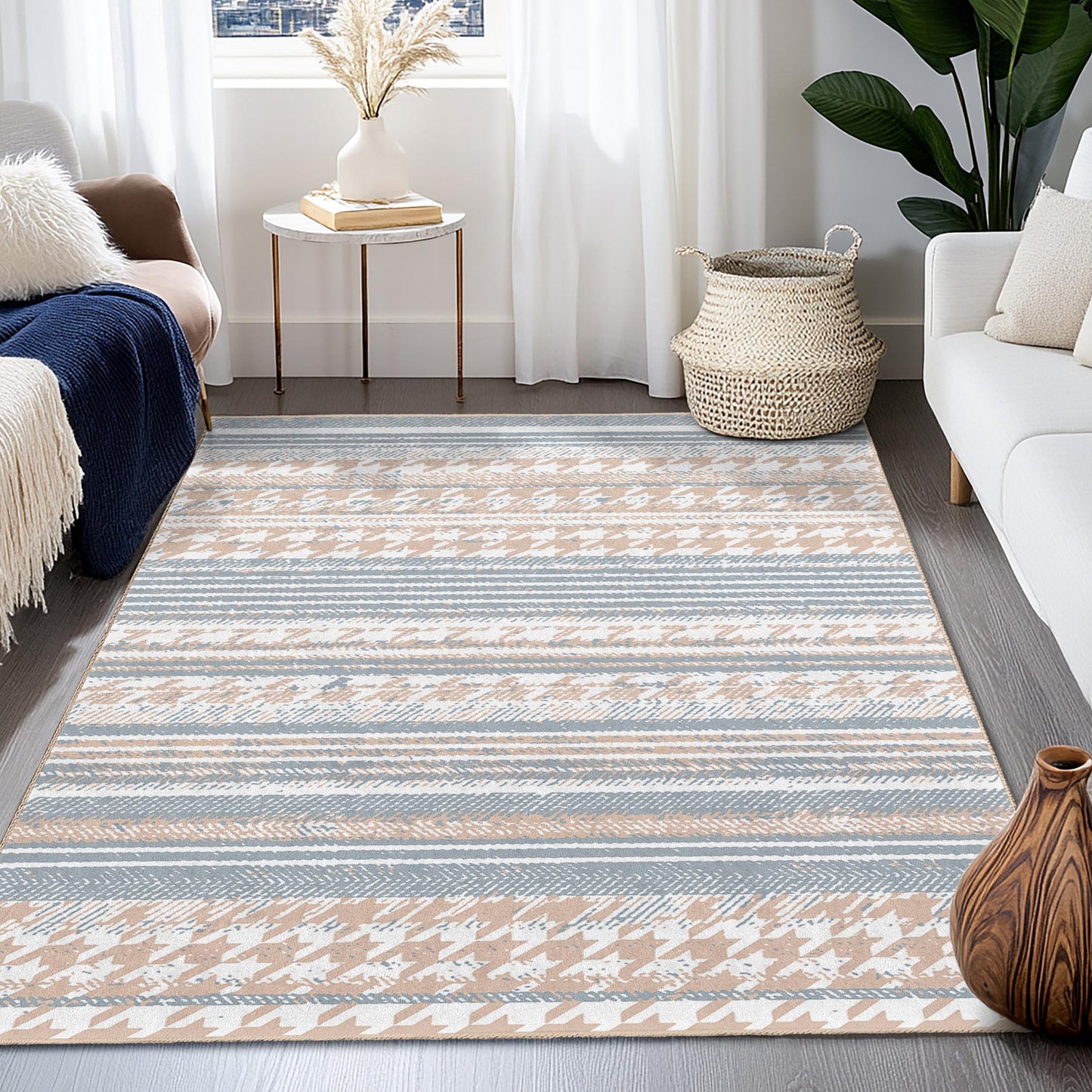 Chic Striped Rectangle Area Rug, Modern Living Room Carpet, Stylish Home Decor, Soft Touch Rectangle Rug, Contemporary Floor Mat