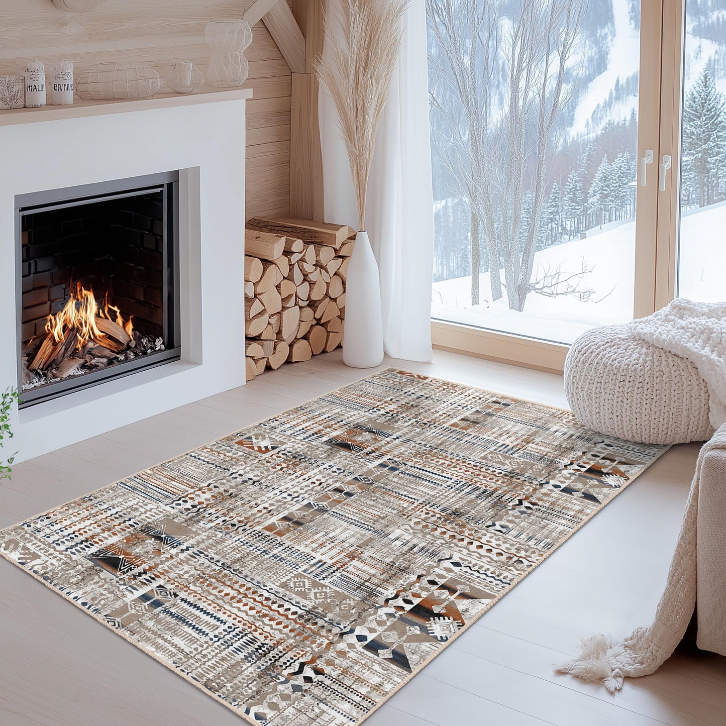 Stylish Geometric Rectangle Area Rug, Modern Patterned Rug for Living Room, Soft Indoor Carpet, Decorative Home Accent