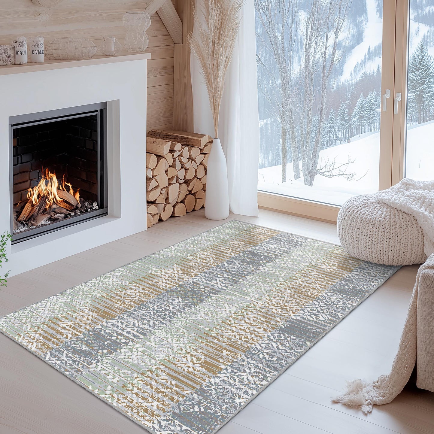 Geometric Area Rug: Modern Rectangular Carpet for Living Room