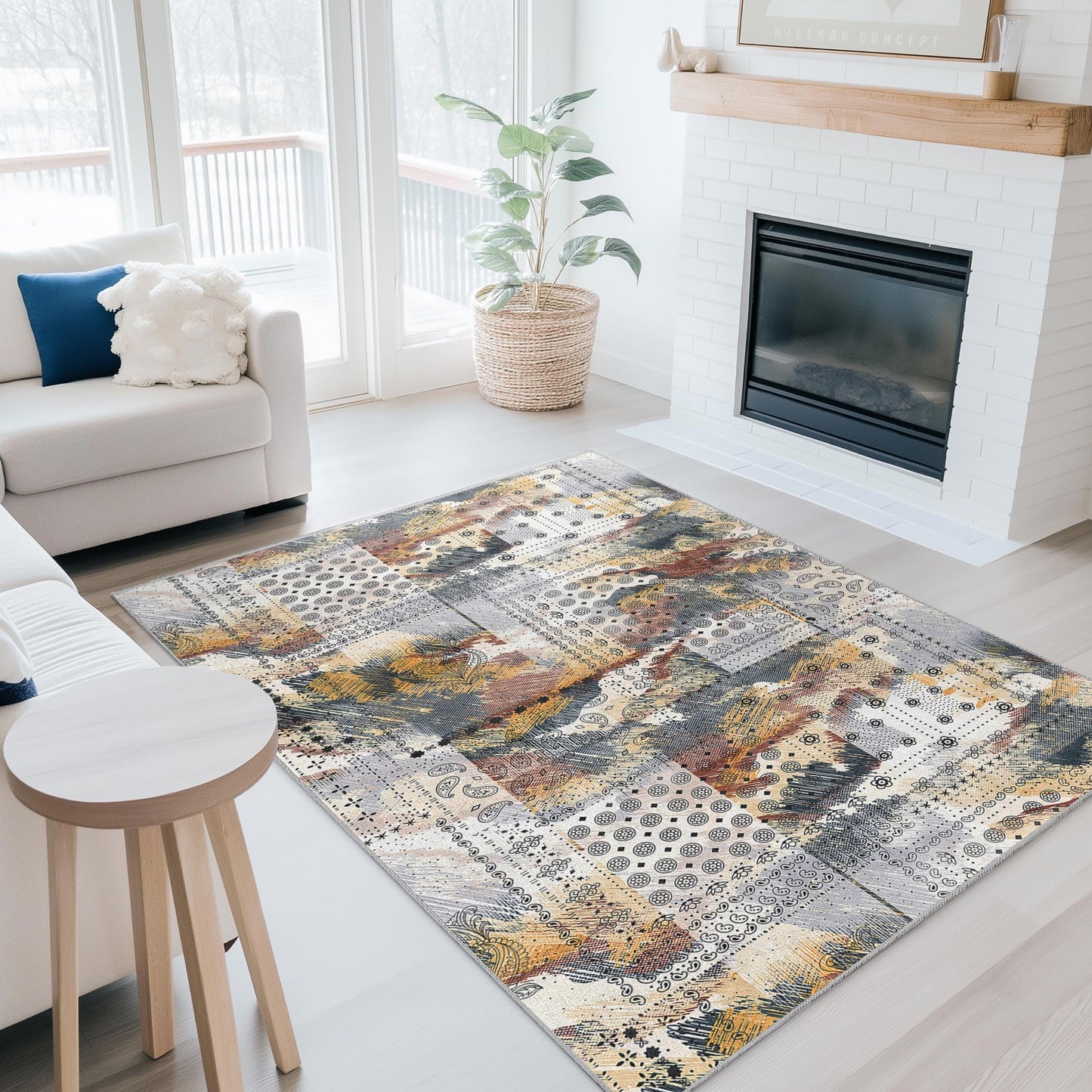 Abstract Geometric Pattern Area Rug, Modern Rectangle Carpet, Living Room Rug, Stylish Home Decor, Soft Floor Mat, Unique Design