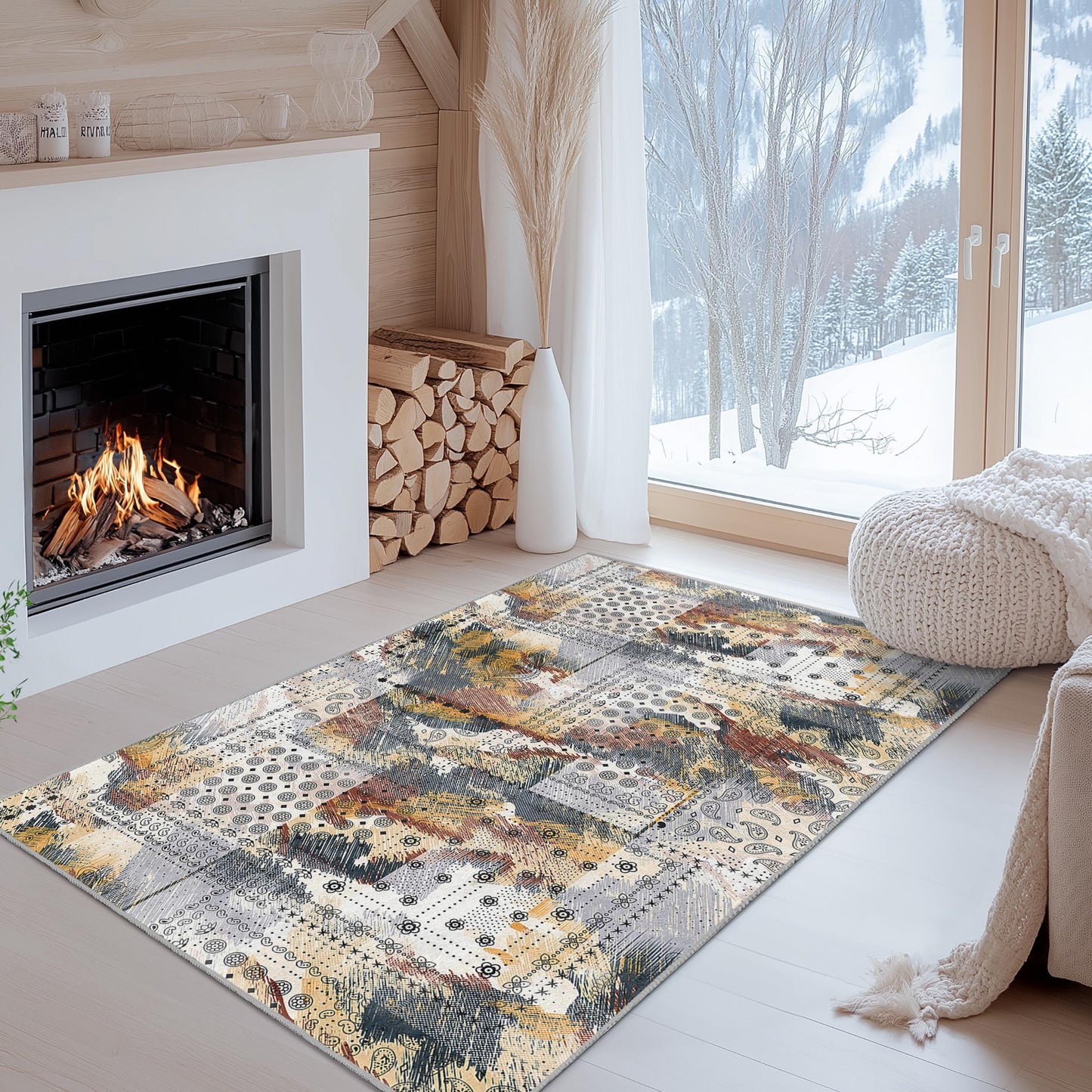 Abstract Geometric Pattern Area Rug, Modern Rectangle Carpet, Living Room Rug, Stylish Home Decor, Soft Floor Mat, Unique Design