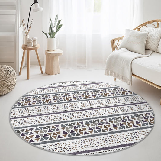 Geometric Pattern Round Area Rug, Modern Circle Carpet, Soft Floor Mat for Living Room, Stylish Round Rug, Home Decor